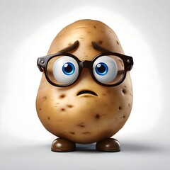 A confused potato wearing glasses – isolated white clean transparent background (1)