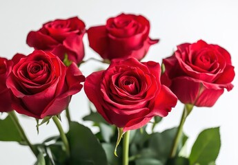 Vibrant Red Roses Blooming Elegantly in a Fresh Green Arrangement Perfect for Celebrating Love, Romance, and Special Occasions