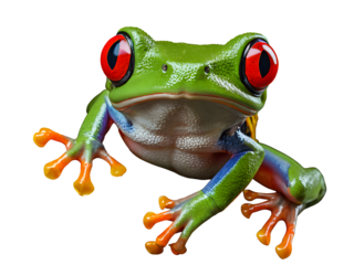 3D rendering of a red eyed tree frog isolated on white background