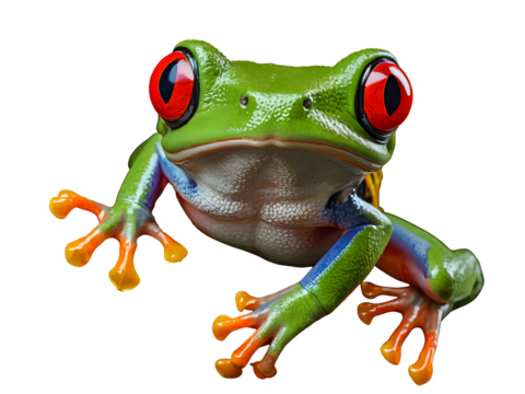 3D rendering of a red eyed tree frog isolated on white background