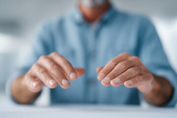 close-up of teacher skilled hands demonstrating teaching technique with copy space
