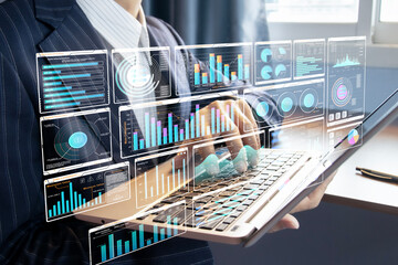 Fototapeta premium Business concepts using statistical processing systems and AI processing systems