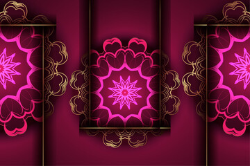 Pink Purple Mandala with Concentric Circles and Floral Center

