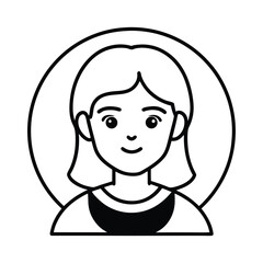 Girl Icon Vector Illustration ? Cartoon, Clipart and Line Art Design 2.eps