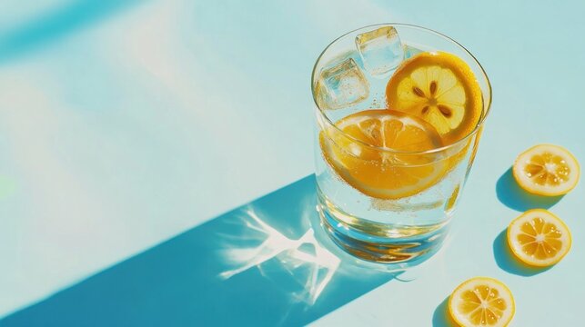 Refreshing citrus water drink with ice