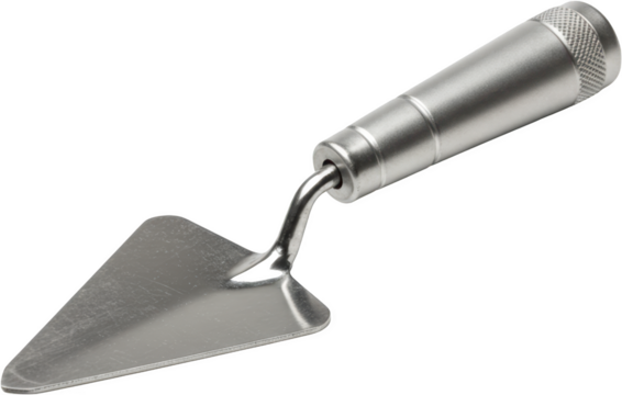 Professional Stainless Steel Trowel Tool Construction Metal Handheld Triangle Shaped Blade Isolated