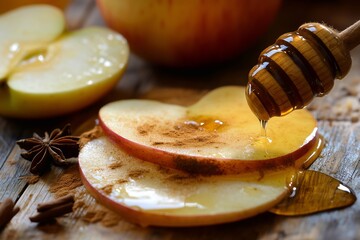 Honey Apple Slices - apple slices drizzled with honey, generated AI