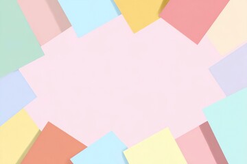 Fototapeta premium Colorful Pastel Papers Arranged Creatively on Soft Pink Background