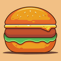 cheese burger, vector illustration. burger icon with clean lines, ideal for app interfaces and branding Cartoon. with cheese