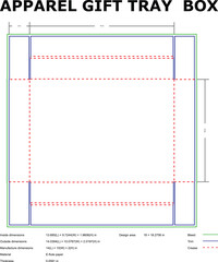 Apparel gift tray box dimensions and design specification for printing and packaging