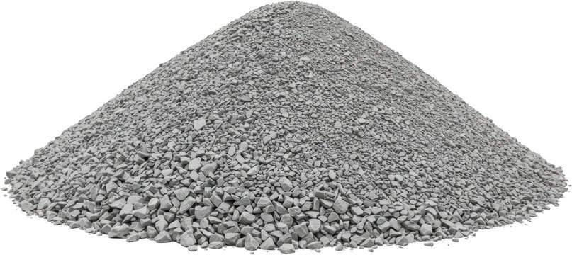 Large Pile of Grey Crushed Stone Gravel Construction Aggregate Road Material