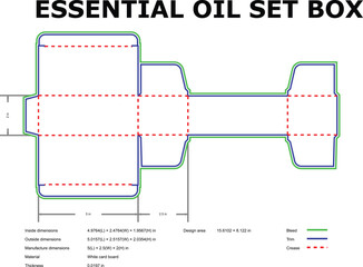 Essential oil box template detailed dimensions and instructions for packaging design