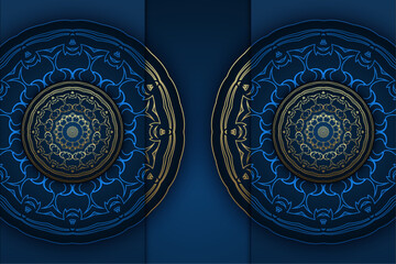 Meditative Mandala Pattern with Blue Gold Accents

