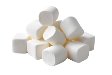 pile of white marshmallows isolated on transparent background Generative Ai.