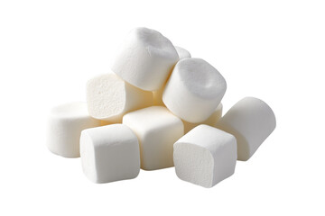 pile of white marshmallows isolated on transparent background Generative Ai.