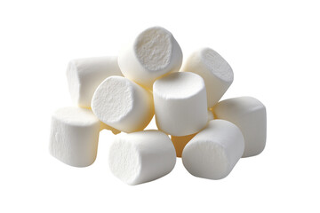 pile of white marshmallows isolated on transparent background Generative Ai.
