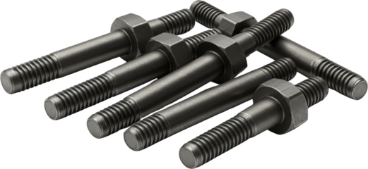 Close up of Industrial Grade Hex Bolts and Nuts Metal Fasteners Machine Parts