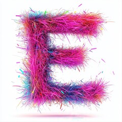 Vibrant, fuzzy letter E with colorful strands