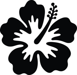 Simple black and white hibiscus flower graphic, Minimalist Hibiscus Flower Illustration