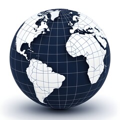 Detailed Illustration of a Globe Showing Continents and Grids