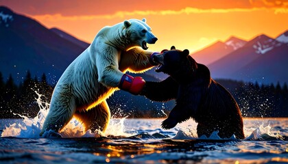 白くまとツキノワグマの戦い