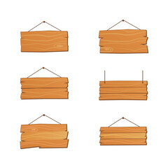 Assorted Hanging Wooden Signboard Vector Set