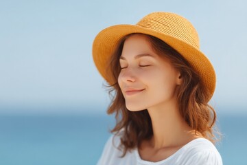 person enjoying summer vacation and leisure embodying tranquility and joy against serene backdrop