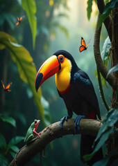 colorful, bird, amphibians, tropical forest, flora and fauna, 