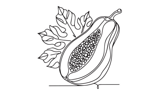 recommend clip art: Continuous one single minimal line drawing papaya 