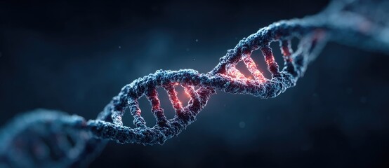 Damaged Dna Molecular Structure In Dark Blue Background