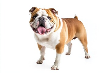 a bulldog isolated on a white background, ultra-realistic, real photo