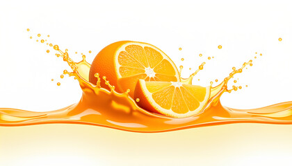 Refreshing Orange Juice Splash Isolated on White Background 