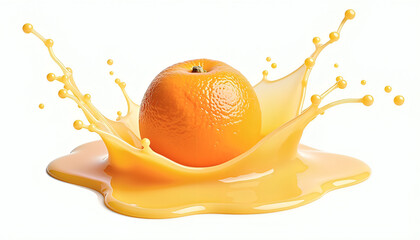 Refreshing Orange Juice Splash Isolated on White Background 