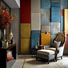 Stylish living room with modern decor and a comfortable armchair.