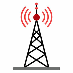mobile network tower radio communication antena on white background