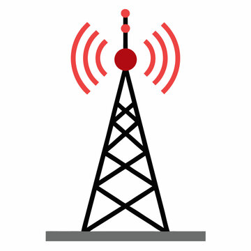 mobile network tower radio communication antena on white background
