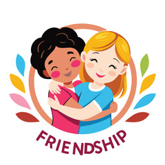 International Friendship Day Two Teen Girls Embracing
