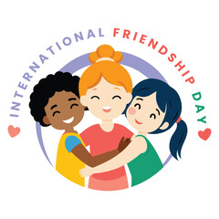 Diverse Teen Girls Hugging, Representing International Friendship