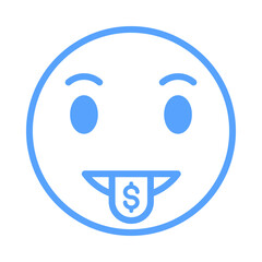 Greed emoji icon blue style