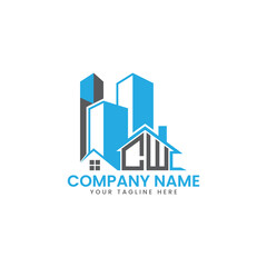 Modern Real Estate Logo Design – Blue Building Icon Template for Construction or Property Business