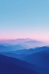 Fototapeta premium abstract mountain range silhouette against gradient sky with abundant copy space
