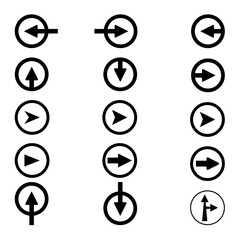 set of round arrow icons – vector illustration of directional arrows in circles for navigation and interface design