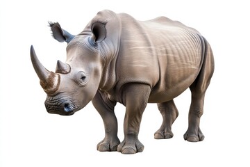Obraz premium a rhinoceros isolated on a white background, ultra-realistic, real photo