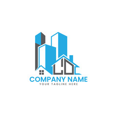 Modern Real Estate Logo Design &ndash; Blue Building Icon Template for Construction or Property Business