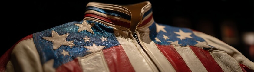 Vintage jacket with stars and stripes design, showcasing American heritage.