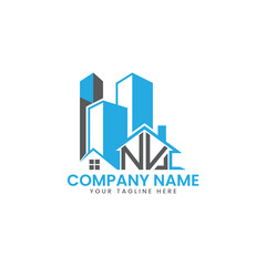 Modern Real Estate Logo Design – Blue Building Icon Template for Construction or Property Business