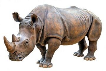 Obraz premium a rhinoceros isolated on a white background, ultra-realistic, real photo