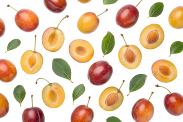 plum fruits seamless pattern background