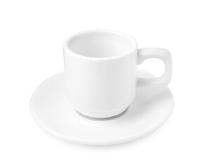 Coffee cup and saucer isolated on white