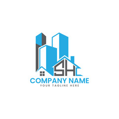 Modern Real Estate Logo Design – Blue Building Icon Template for Construction or Property Business